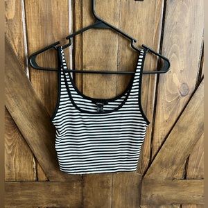Forever21 Black and White Striped Cropped Tank